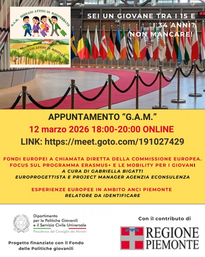 Due prossimi appuntamenti per i. &laquo;Giovani attivi in Monferrato&raquo;